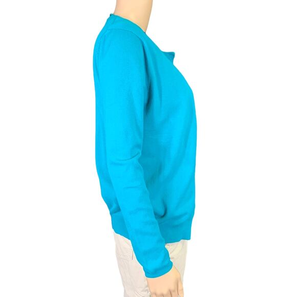 Zara Knit Womens Cardigan Sweater Lux Soft and Stretchy Button Down Teal Large - Picture 5 of 9